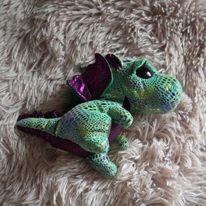 Brand new TY Cinder the Dragon Green and Purple Sequin Plush 6" vintage, rare